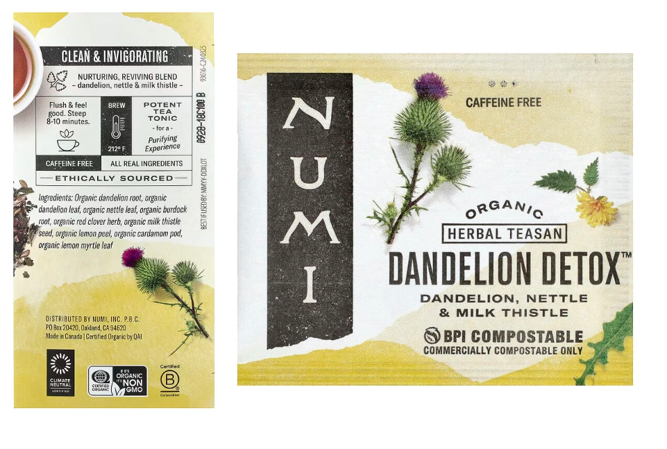 Numi Tea 有機蒲公英清體茶 Dandelion Detox (16 tea bags per box)